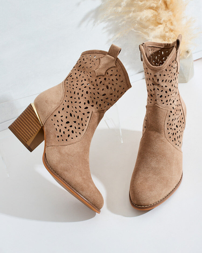 Royalfashion Női alacsony posztó áttört Mozie csizma