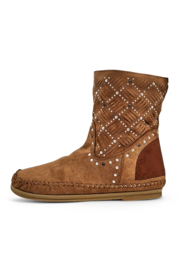 Royalfashion Női bokacsizma alacsony wedge-dzsel és szegecsekkel, indiai stílus