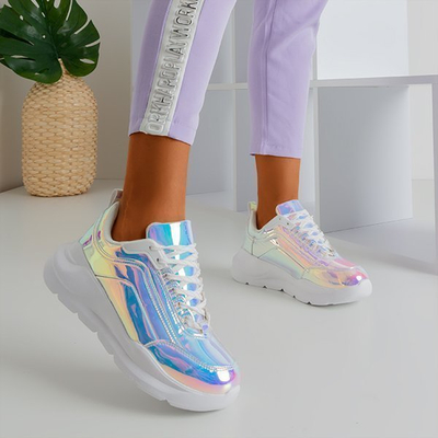 OUTLET holografikus cipő vastag Dambi platformon - lábbeli