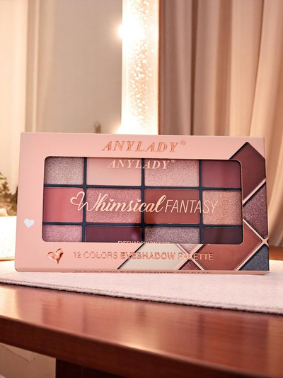 ANYLADY 12 színű szemhéjfesték paletta csillogó és matt árnyalatokkal Champagne Ruby Glamour