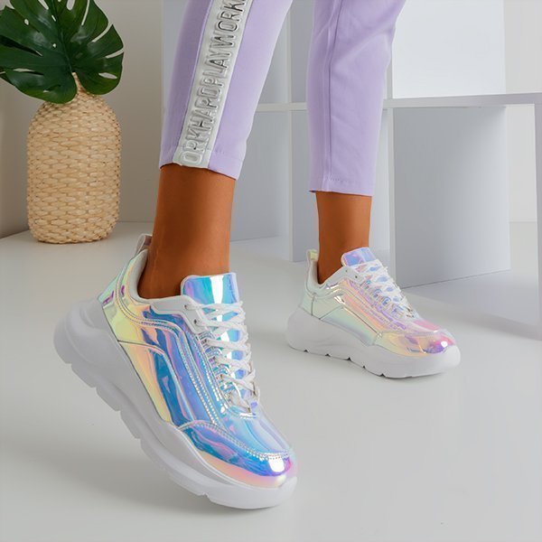 OUTLET holografikus cipő vastag Dambi platformon - lábbeli