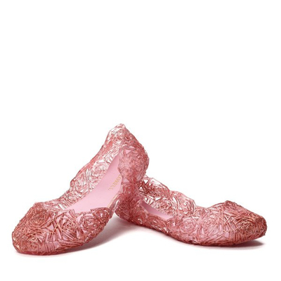Różowe baleriny z brokatem Carolina- Obuwie
