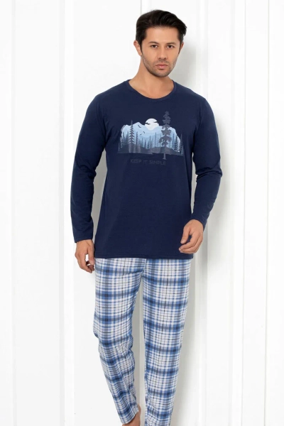 Royalfashion Férfi kockás pamut pizsama