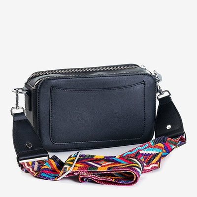 Mała torebka na ramię w kolorze czarnym z ozdobnym paskiem - Torebki