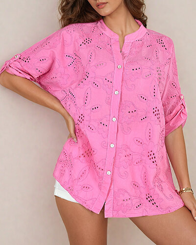 Royalfashion Női oversize hímzett ing