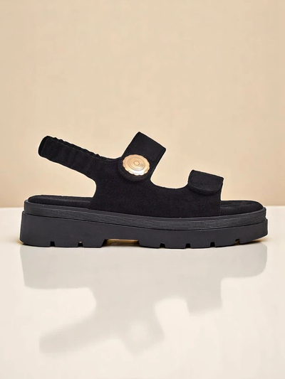 Royalfashion Anthea Nero női szandál - fekete velúr, 5 cm-es platform