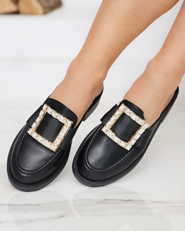 Női fekete papucs a'la loafers Delaqi - Cipők