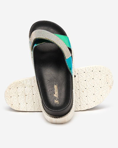 OUTLET Női fekete holografikus papucs Keliso flitterekkel - Lábbeli