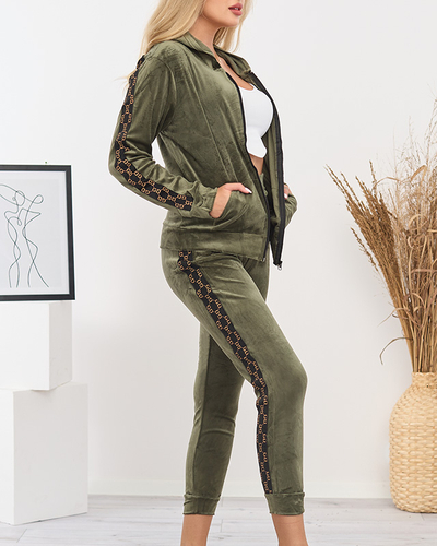 Női tréningruha szett zöld csíkokkal - Ruházat