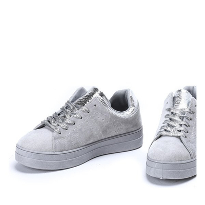 Szare tenisówki z pomponami Halie - Obuwie