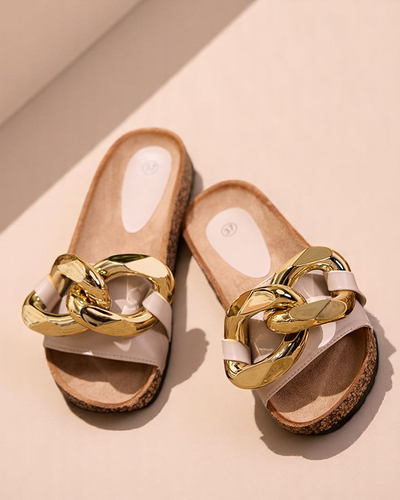 Női bézs papucs Sofig-Footwear díszítéssel