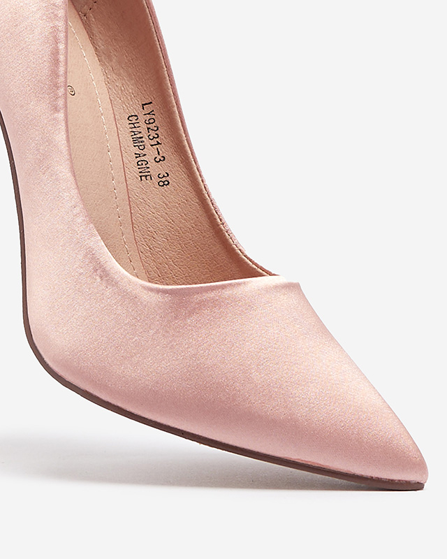 Rózsaszín női szatén cipő magasabb tűsarkú cipő Norija - Lábbeli