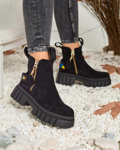 Royalfashion Fekete női öko-szarvasbőr Poirop csizma