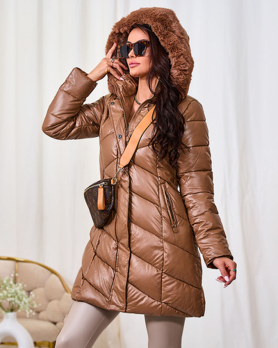 Royalfashion Világosbarna női kabát