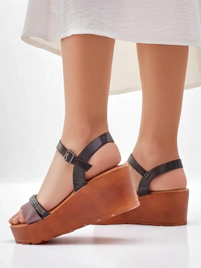 Royalfashion Női wedge szandál, strasszokkal és csillogással Aurora Glow