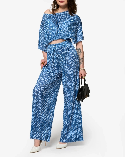 Kék női mintás rakott szett - Ruházat