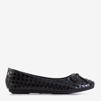 Fekete női balerinák íjjal Misyui - Lábbeli