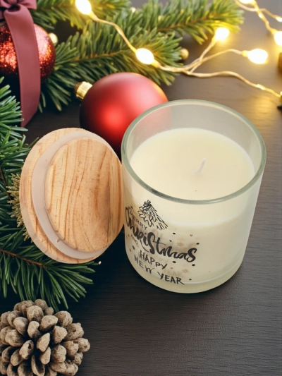 Karácsonyi illatgyertya Merry Christmas Happy New Year