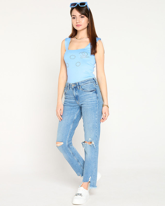 Női világoskék felső arany cirkóniával - Ruházat