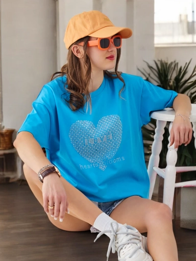 Royalfashion Női Pamut Póló SZERETET Strasszokkal
