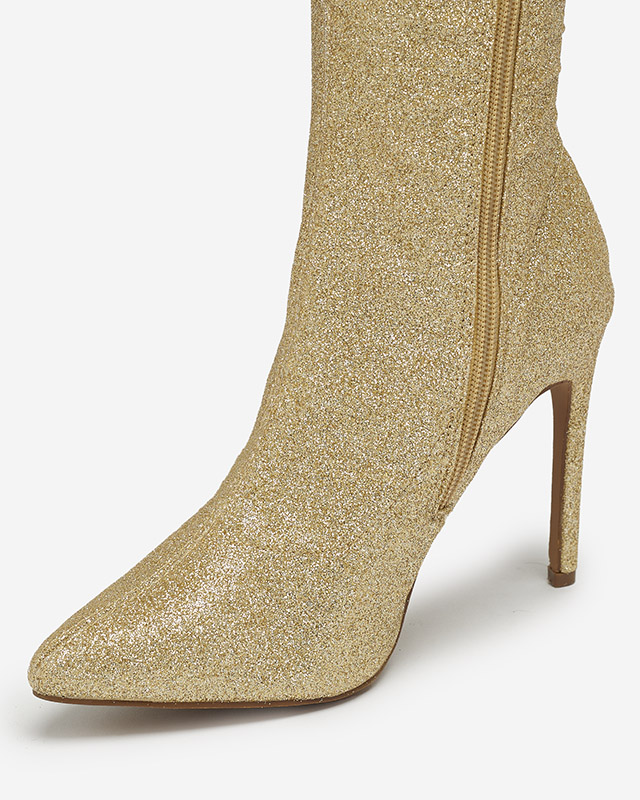 Arany női over-the-knee csizma csillámokkal Qesda- Footwear