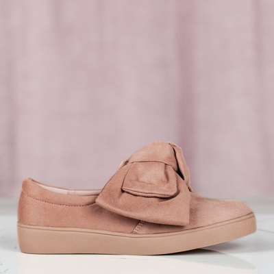 Różowe slip on z kokardą Karisa - Obuwie