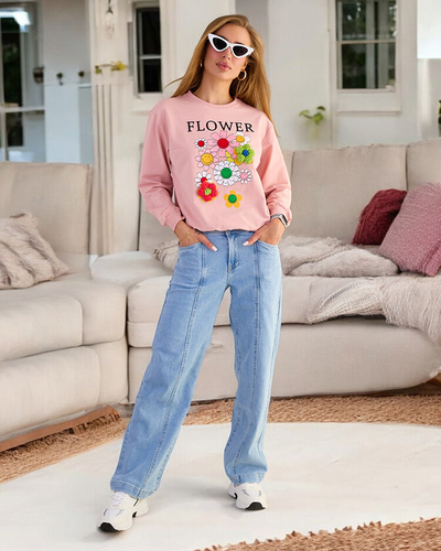 Royalfashion Női pamut vékony nyomtatott pulóver