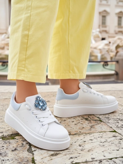 Aurelia Bianco – Fehér női platform tornacipő glamour díszítéssel