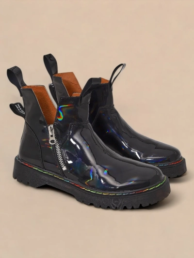 Diana női fekete bőr elegáns bokacsizma őszre