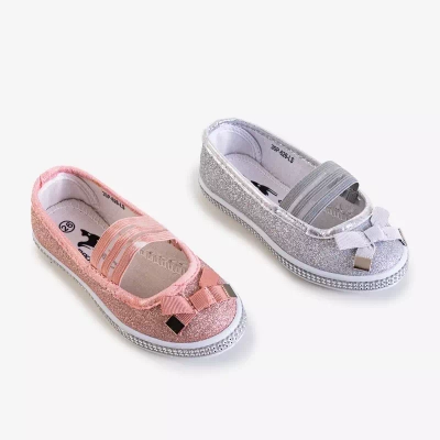 OUTLET Gyerek rózsaszín brokát balerina masnival Tryfonia - Cipők