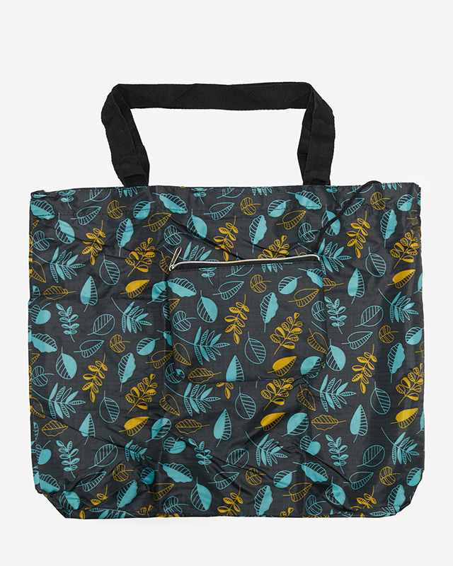 Összecsukható bevásárlótáska, zacskós menta-sárga virágmintával - Kiegészítők