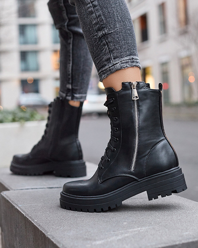 Fekete női bagger csizma lapos sarokkal Fetisa - Lábbeli