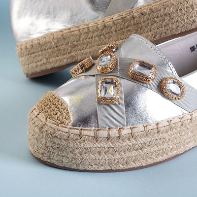 Női ezüst espadrillák Erilla kristályokkal - Lábbeli