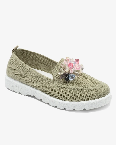 Royalfashion Sötétzöld női díszített slip on félcipő Enweta