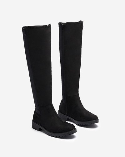 OUTLET Női fekete öko-szarvasbőr térdig érő csizma Asogg- Footwear