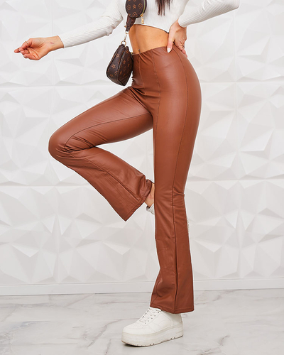 Royalfashion Barna női ökobőr leggings a'la bells
