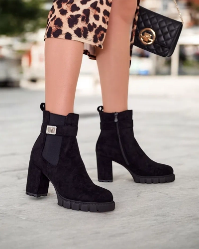 Royalfashion Női blokk sarkú bokacsizma Effo