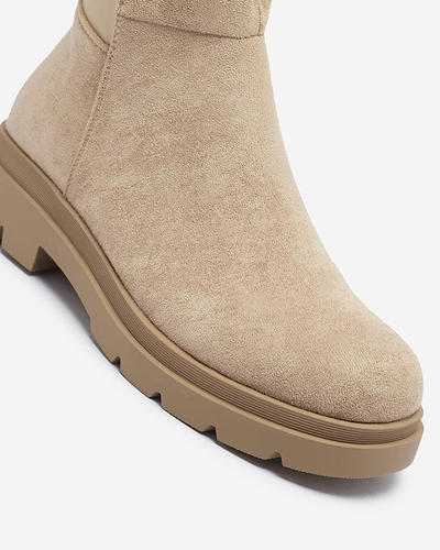 Világosbarna női öko-szarvasbőr térdig érő csizma Vexis - Lábbeli