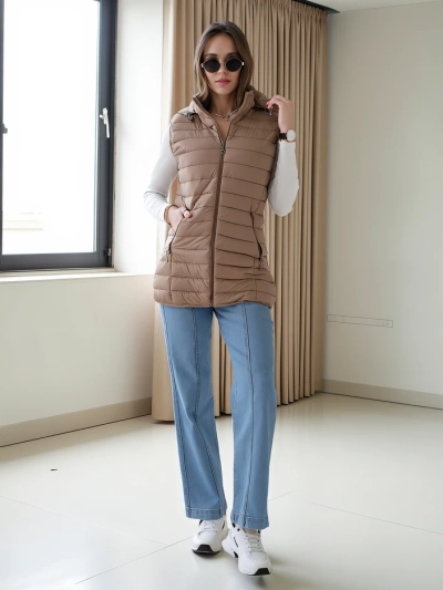 Royalfashion Női ujjatlan dzseki levehető kapucnival