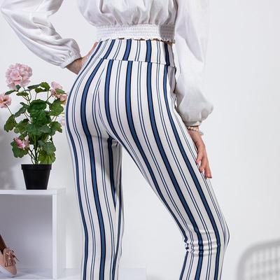 Női fehér szövet csíkos treggings - ruházat