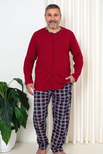 Royalfashion Férfi Pamut Kockás Pizsama PLUS SIZE