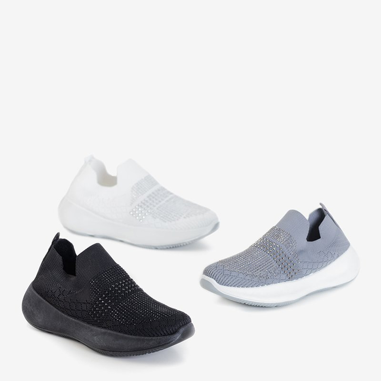 Női fekete papucs, köbös cirkóniával Renda - Lábbeli