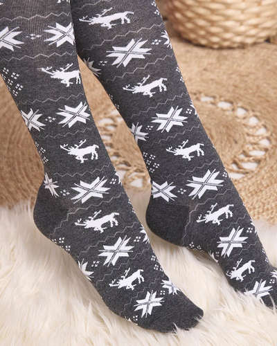 Női karácsonyi hosszú, sötétszürke zokni - Fehérnemű