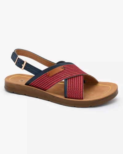 Royalfashion Tengerészkék női szandál piros betéttel Ederisa