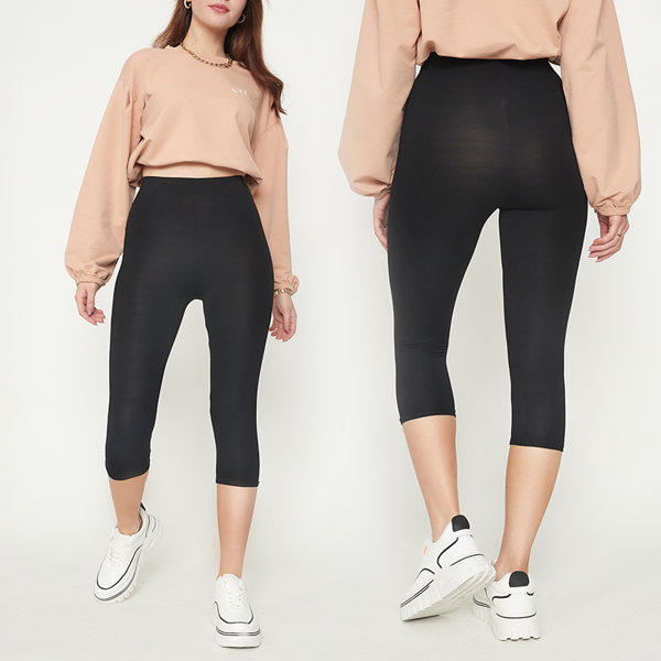 Női 3/4 fekete leggings - Ruházat