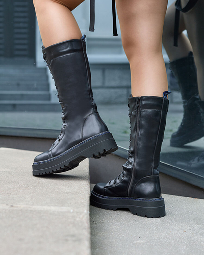 Royalfashion Fekete női magas szárú csizma Elicca