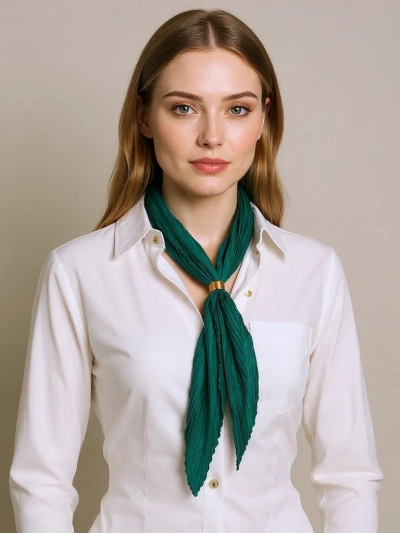 Apollonia Verde – Zöld Pliszírozott Poliészter Női Elegance Sál