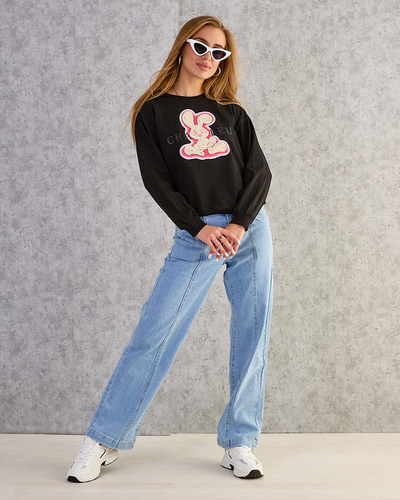 Royalfashion Női pamut vékony nyomtatott pulóver