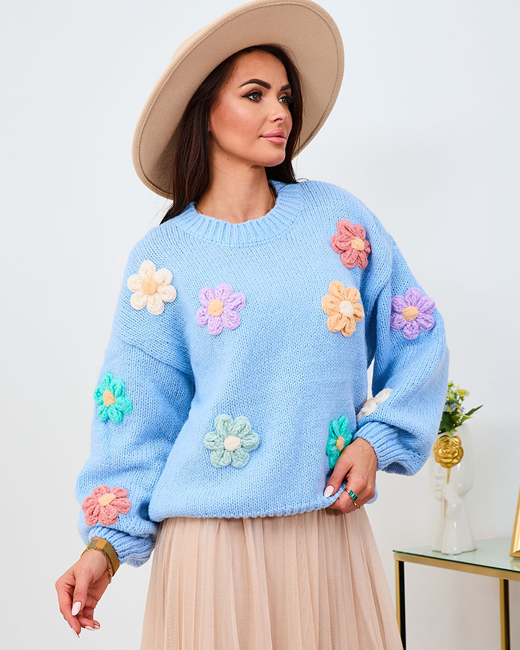 Royalfashion Pink Női virágos pulóver