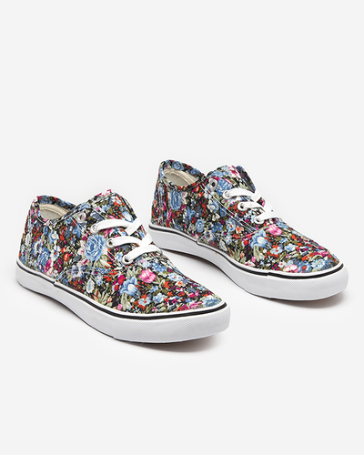 OUTLET Világoskék női virágos tornacipő Surfi - Lábbeli